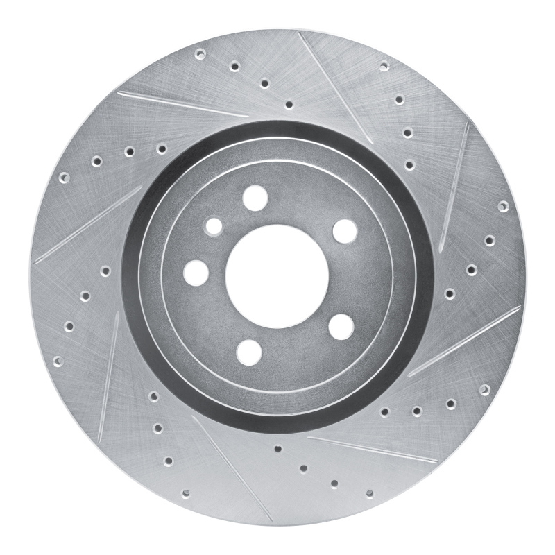 Dodge Charger Brake Rotor (1) - Front Right - R1 Concepts - Drilled & Slotted - Silver - `14-`23